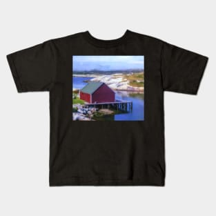 Red Fishing Shed on the Cove Kids T-Shirt